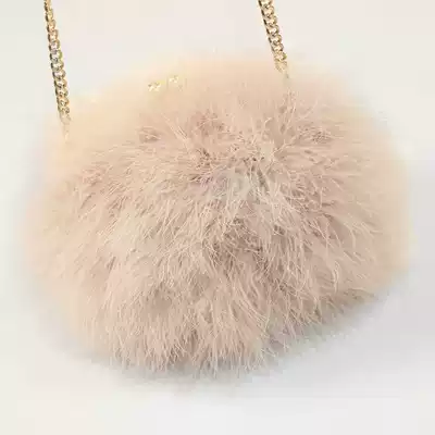 Oval feather bag shoulder crossbody chain hairy bag female cute diagonal fur bag autumn and winter New
