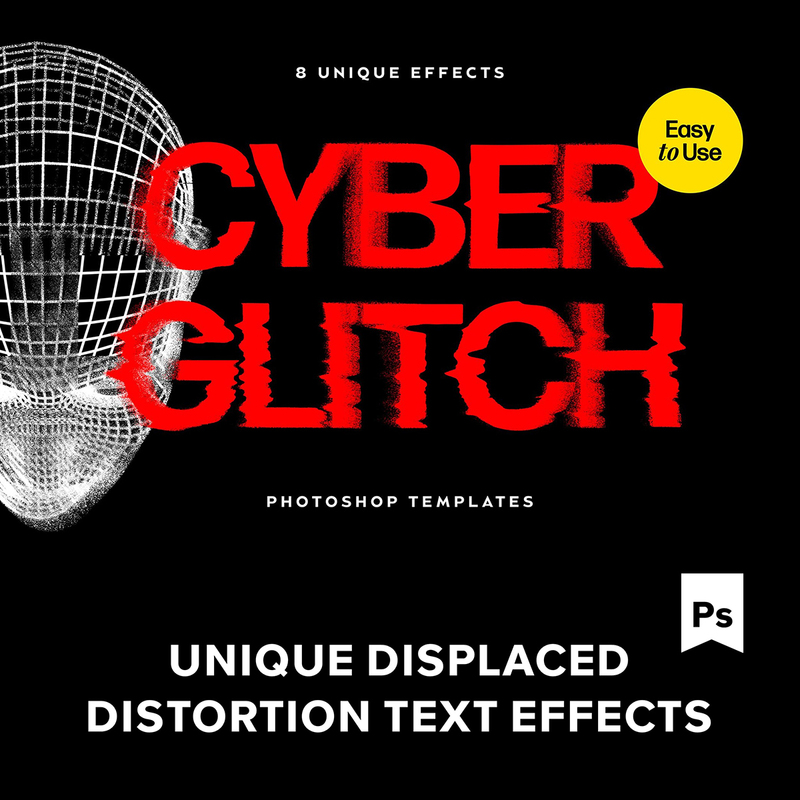 8 Trendy Retro Twisted, Staggered, Glitched, and Distorted Text and Graphic Ps Special Effects Mockups.M2022111202