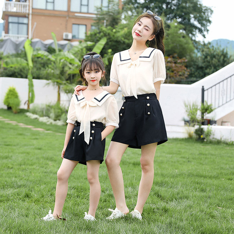 Not the same pro-loading of the summer dress foreign pie Mother woman dress fashion suit Korean version trendy girl short sleeve pants dress Two sets