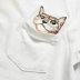 Tokyo Tủ quần áo nam mùa hè Phim hoạt hình mới Kitten thêu cổ áo tròn Sinh viên giản dị tay áo ngắn nam áo thun nam tay áo áo phông trắng nam Áo phông ngắn