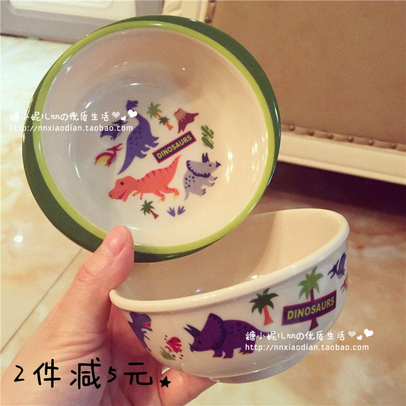 Japanese Native Skater Dinosaur Cartoon Kindergarten Baby Children Soup Bowls rice bowls Rice Foods Training Cutlery Resin