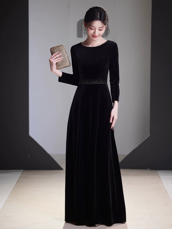 High-End Black Velvet Dress for Women, New Style for Plus-Size Girls, Round High-End Elastic Velvet Dress for Women, New Style High-End Black Velvet Dress for Women, New Style for Plus-Size Girls, Round High-End Elastic Velvet Dress for Women, New Style