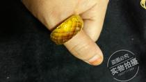 Boutique antique Qing Dynasty golden yellow gemstone old gemstone cut shiny surface full-stone gemstone ring