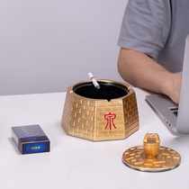 Clearance creative personality Chinese retro style with cover ancient well ashtray household coffee table decoration trend ornaments ashtray