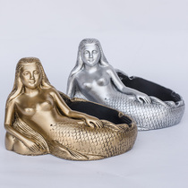 Creative retro personality ashtray mermaid craft decoration living room coffee table practical Christmas gift resistant to fall