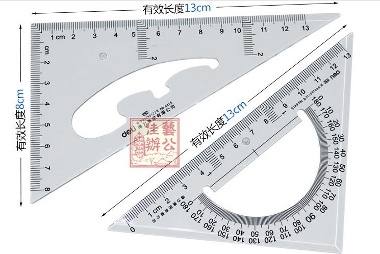 Special offer deli 6415 triangle ruler with protractor 2 loaded with effective 15cm organic plastic triangle ruler