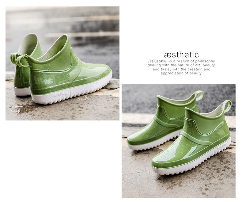 Korean rain boots fashion short tube Japanese rain boots men's lowtop