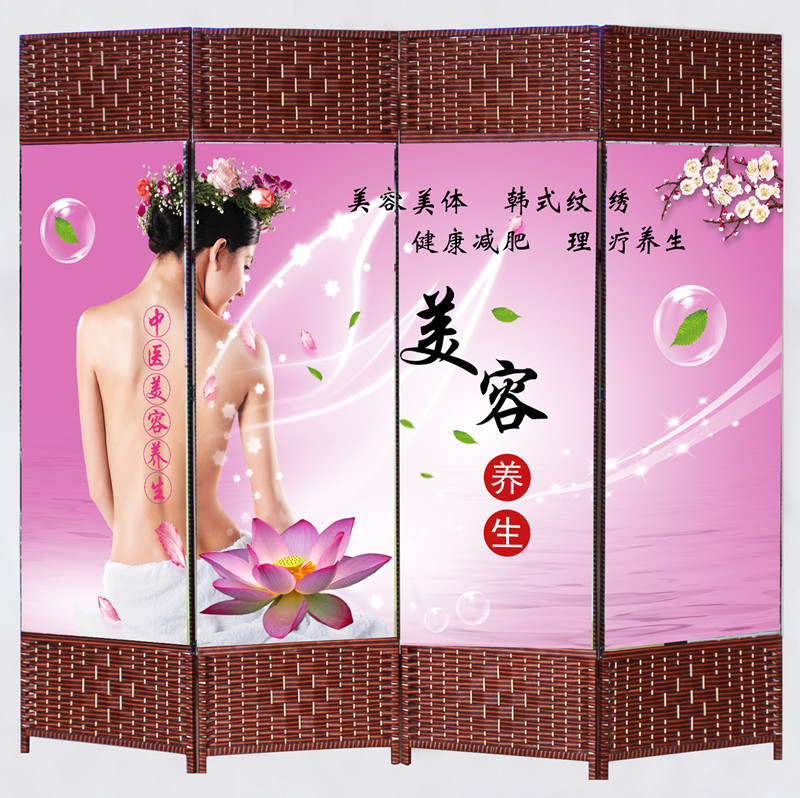 Chinese mobile beauty health preserving screen partition folding screen advertising exhibition board poster Traditional Chinese medicine cloth art Xuanguan partition decoration