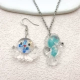 Синяя морская подвеска, мобильный телефон, брелок, серьги, резинка для волос, аксессуары