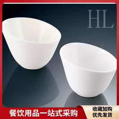 Chinese hotel tableware magnesium white porcelain Japanese Korean ceramic soup bowl with instant noodle bowl soup bowl hot pot vegetable bowl high body diagonal Bowl