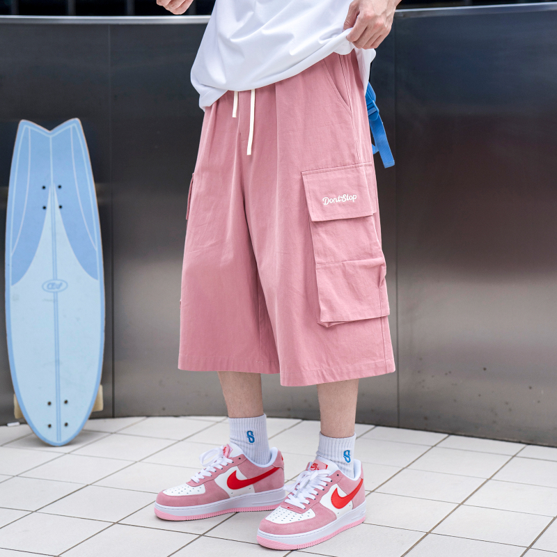 Pd Adult American-Style Cropped Pants, Pure Cotton, Washed, Men's Loose Fit, Scimitar Work Pants, Street Style, Side Pocket Mid-Length Pants Pd Adult American-Style Cropped Pants, Pure Cotton, Washed, Men's Loose Fit, Scimitar Work Pants, Street Style, Side Pocket Mid-Length Pants