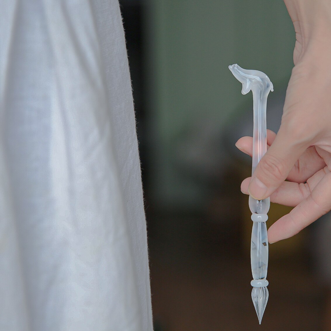 Polar Bear Series Ingenuity Handmade Polar Bear Glass Ink Pen Ballpoint Pen Glass Ornament Gift Box