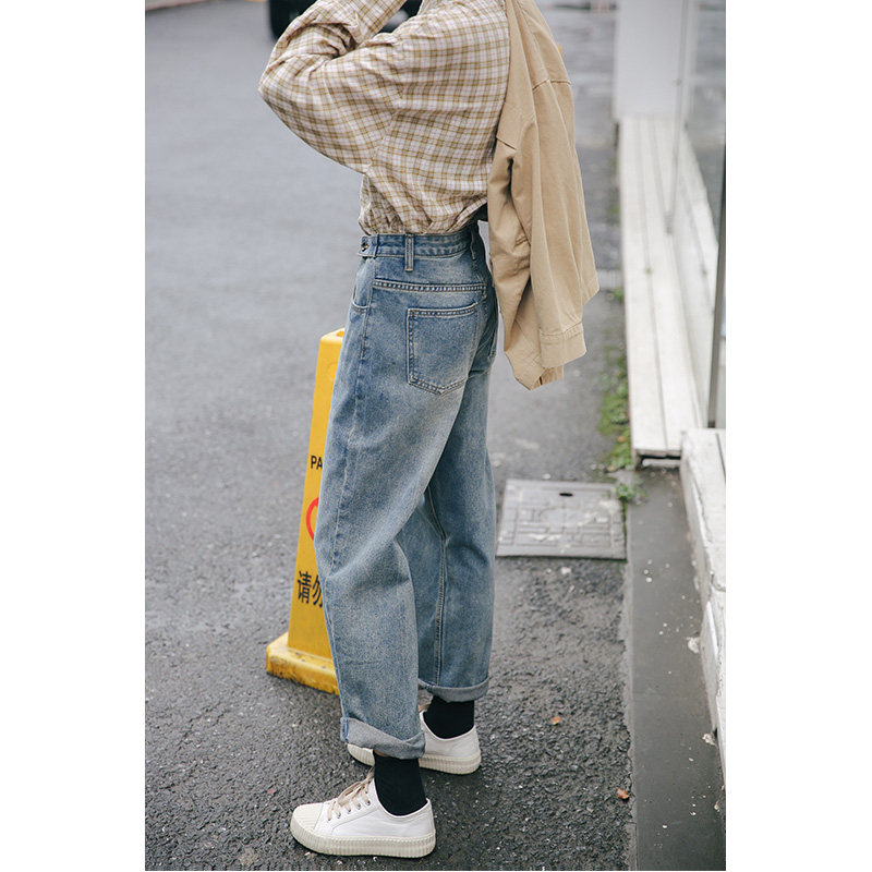 (Spot) Loyalty Dog Small Eight Pear Shaped Homemade Yia Retro High Waist Loose Straight Barrel Casual Denim Pants Spring