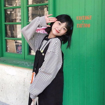 (Spot) loyal dog Small eight pear-shaped homemade h silent heart multi-color striped long sleeve T-shirt Joker thin students