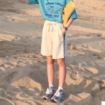 (Spot) loyal dog Small eight pear-shaped homemade-peach blossom soda-sweet summer straight stitching youth shorts women