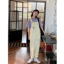 Loyalty Dog Small Eight Pear Shaped Homemade-Tap Cloud and Upper Apricots Straight Drum Denim Harness Long Pants for Teenage Girl Spring Summer Break New