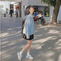 (Spot) loyal dog Small eight pear-shaped homemade-shallow fog sea h autumn loose cute youth comfortable denim coat women