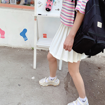 (Spot) loyal dog Small eight pear-shaped homemade-origami flower-summer thin long legs pleated solid color short skirt women