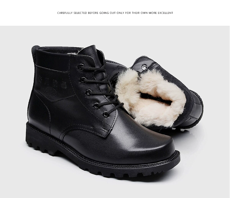 Giày len mùa đông nam lực lượng đặc biệt khởi động đầu thép làm việc ngoài trời Martin ủng quân đội móc giày bông ngắn để giúp giày tuyết