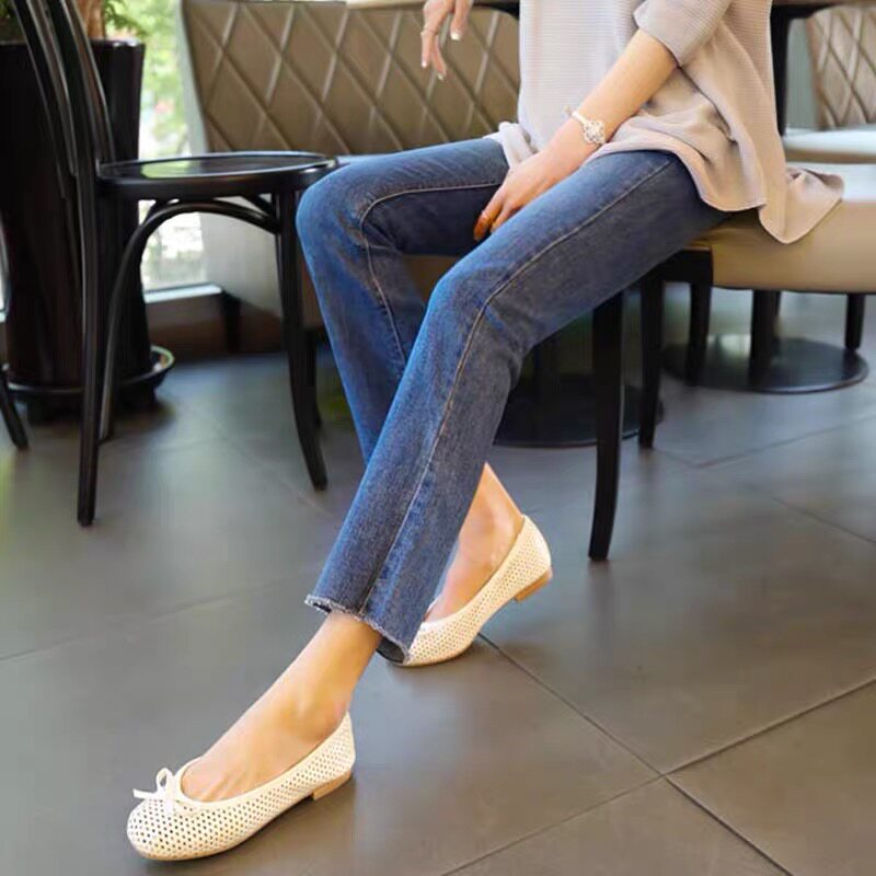 Korean blue straight jeans women's 2022 autumn and winter new high-waisted slim nine-point cigarette pants