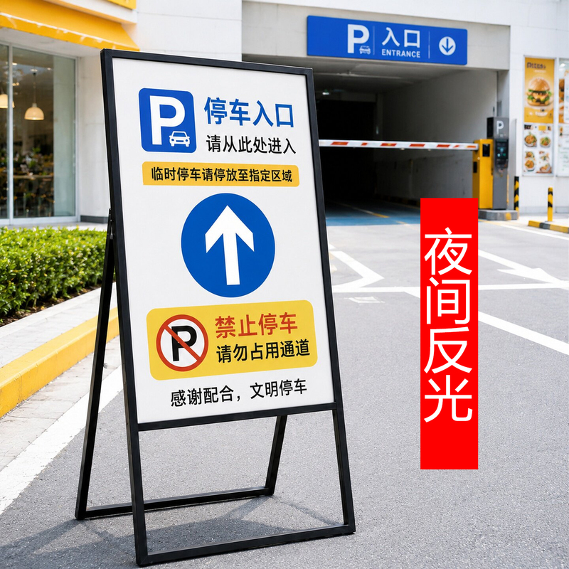 No Parking in Front of the Door Warning Sign, No Parking Strictly Prohibited at the Entrance, Reflective Sign, Parking Space Identification Sign