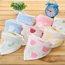 Baby saliva towel triangle scarf 6-layer gauze cotton baby bib button newborn child headscarf bib