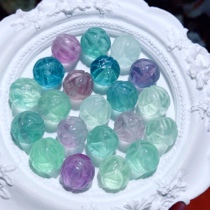 AA0021 Natural fluorite lotus beads 11mm loose bead pendant bracelet necklace accessories diy bead accessories spacer beads