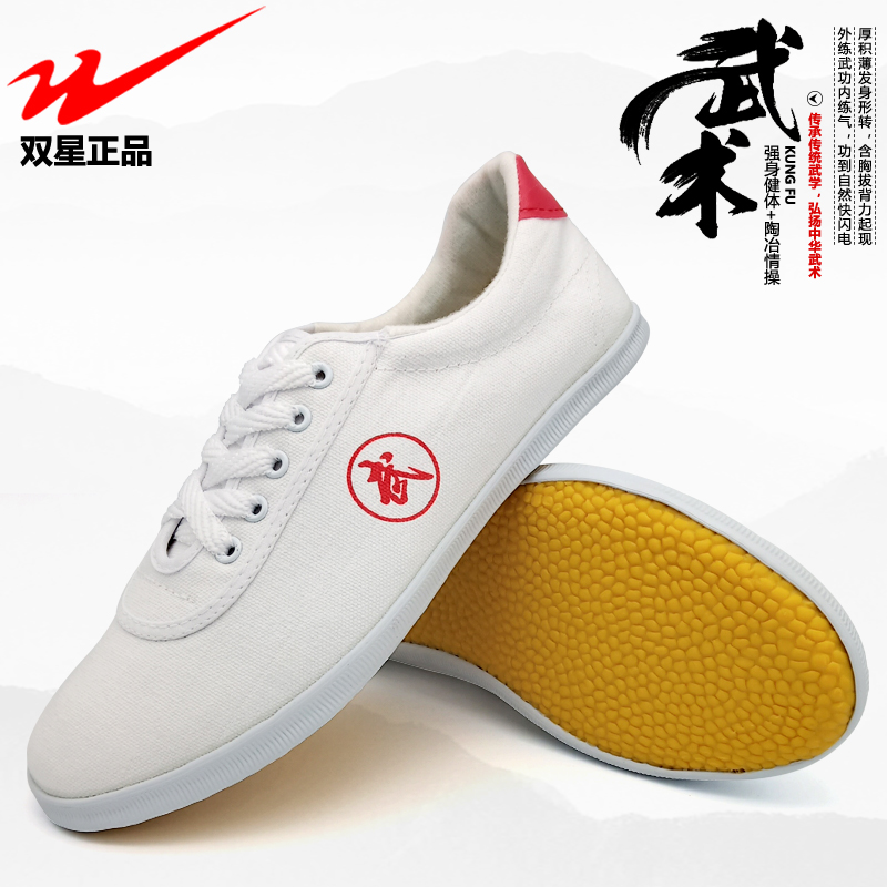 Twin Star Martial Arts Shoes Men And Women Tai Chi Canvas Sneakers Beef Tendon Bottom Children Martial Arts Practice Shoes Performance Shoes 