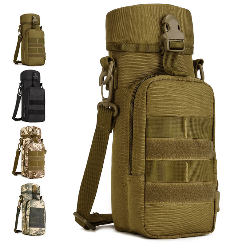 Large-capacity messenger portable thermal insulation fingerprint water cup protective bag cover with rope anti-fall tactical hand-held texture bag