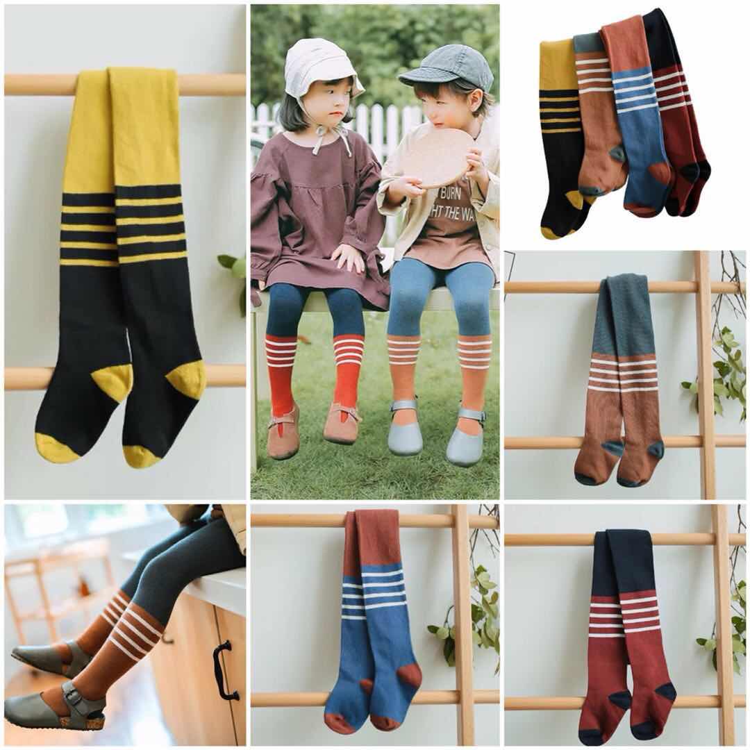 Autumn and winter boys girls boys girls children 4 color combed cotton elastic tights 1-7 years old