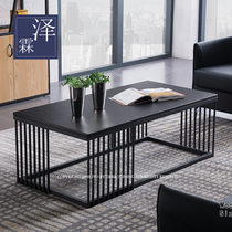 Zelin office sofa stainless steel iron hardware tea table fire stone tempered glass office long table tea table