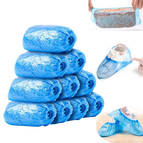 Disposable shoe covers, 100 pieces, thickened wear-resistant plastic covers, waterproof and rainproof foot covers, home men's and women's one-size-fits-all shoe covers