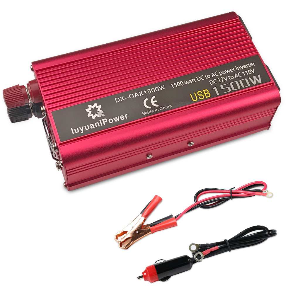 CAR Power Inverter 1500W DC 12V to AC 120V Converter 3.1A USB Double