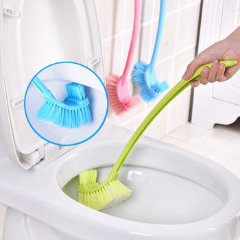 Creative plastic curved long-handled double-sided toilet brush, all-round no-dead-angle brush, bathroom cleaning multi-purpose brush
