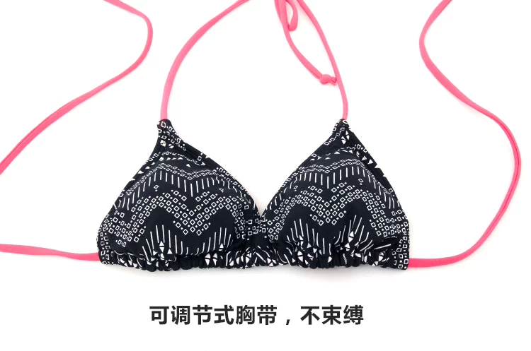 Bikini tam giác đen graffiti ngực nhỏ ngực trần đen gợi cảm bãi biển retro châu Âu và Mỹ bikini gợi cảm - Bikinis