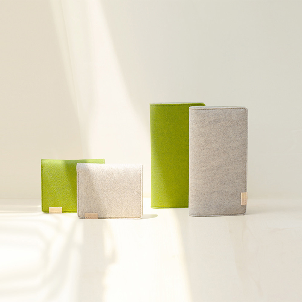 emoi basic life wool felt wallet men's and women's long short style comfortable natural touch simple hand-held bag