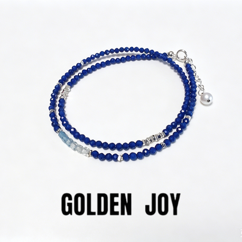 Natural 7A2Mm Lapis Lazuli Aquamarine Small Pearl 925 Silver Double Circle Stacked Blue Bracelet Gift Natural 7A2Mm Lapis Lazuli Aquamarine Small Pearl 925 Silver Double Circle Stacked Blue Bracelet Gift