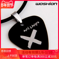 Woshion Titanium Steel Guitar Pick Necklace Avril Lavigne Pentagram X