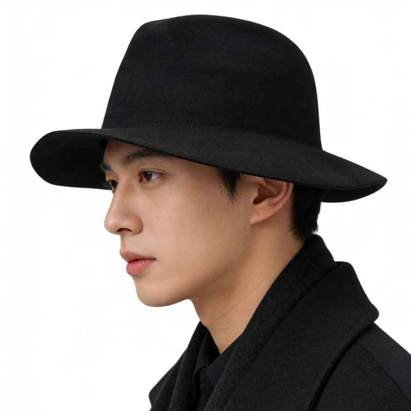 Covemont New Black Wool Top Hat Jazz Hat British Retro Small Top Hat for Men and Women Stage Performance