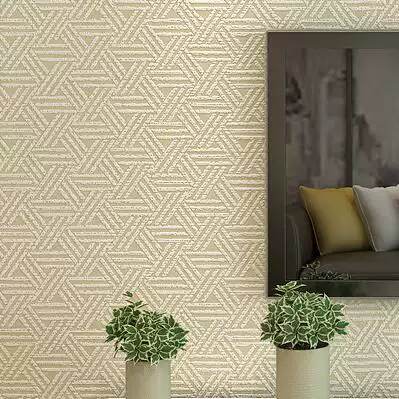 米白色灰色卡其色现代简约草编纹壁纸客厅书房卧室厨房餐厅墙纸