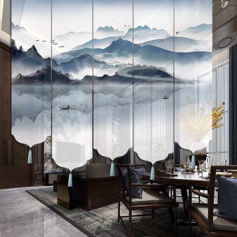 Landscape Restaurant Screen Soft Partition Curtain, Chinese Style Hotel Suction Cup Privacy Curtain, Barrier Curtain, Indoor Small Room Partition Curtain Landscape Restaurant Screen Soft Partition Curtain, Chinese Style Hotel Suction Cup Privacy Curtain, Barrier Curtain, Indoor Small Room Partition Curtain