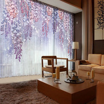 Painting custom new Chinese style light luxury pastoral curtains Bedroom living room decoration Balcony window screen screen curtain semi-translucent purple