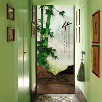 Bamboo painting custom semi-transparent curtain cotton linen door curtain extended bedroom partition fabric winter warm curtain block air conditioning