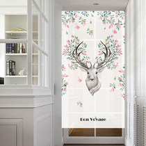 Painting Nordic door curtain Simple fabric art Fortune Deer custom fabric door curtain illustration style partition hanging curtain Entrance curtain