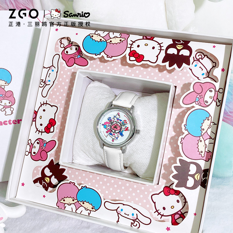 Authentic Sanrio Watch for Female Students, High Aesthetic Carousel Dial, Fortune-Turning, Light Luxury, Niche Concept Watch