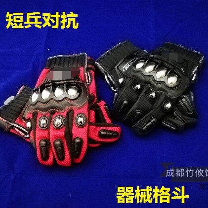 Short Soldier Protection Gloves Alloy Steel Short Soldier Safety Sword Stick Confrontation Protection Gloves Sisal Cold Weapon