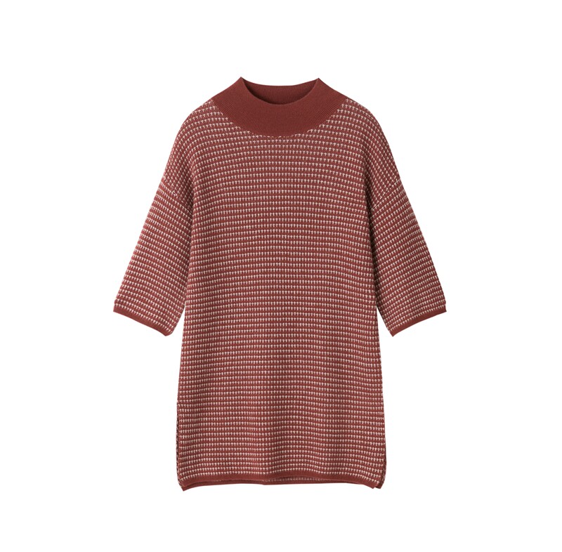 Fuxianglin half-high collar thickened cashmere skirt 100% cashmere slit mid-length dress knitted skirt