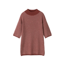 Fu Xianglin Semi-High Collar Thickened Cashmere Dress 100% Mt. Cashmere False Lifting Fork In a Long One-piece Dress Knitted Cover Skirt