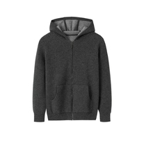 Fu Xianglins production from Ordos city with cap collar zipper 4-flat idling mens thickened cardio-hoodie 100% mountain cashmere