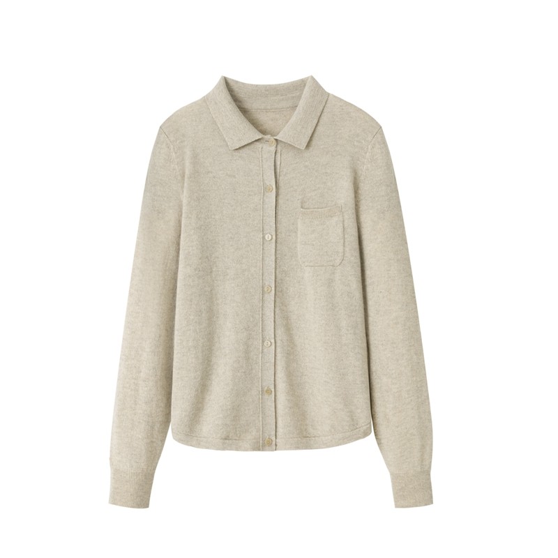 Fu Xianglin shirt collar lady cashmere sweatshirt from Ordos city 100% Mountain cashmere pure color slapped bottom cardiff